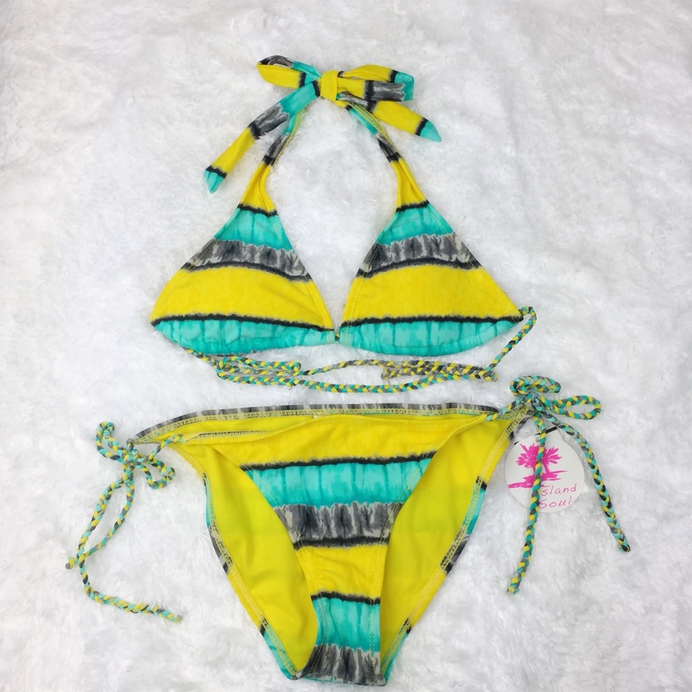 Island Soul Bikini Turquoise Yellow Medium